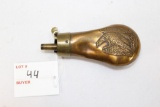 Brass powder flask, with eagle design, 4 1/2