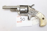 Prairie King Pocket Pistol Revolver, pearl grips, engraved stainless steel, made in 1878, .22 short/