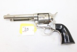 Colt Single Action, .44 Centerfire, Revolver, stainless steel frame, black colt grips (well worn), 5