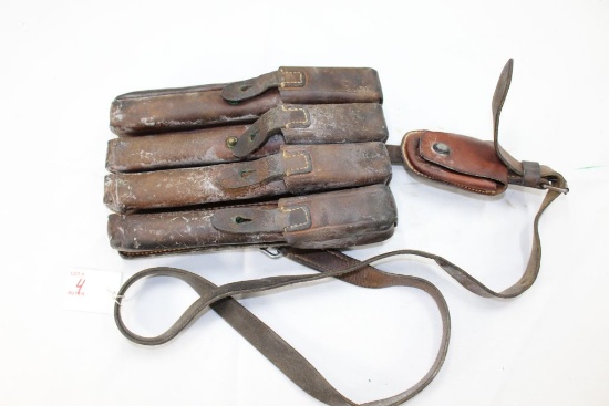WWI Leather Waist Ammo Stick Magazine Pouches