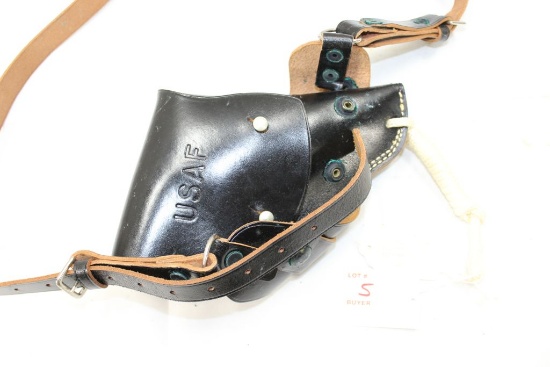 USAF Lightweight Leather .38 Revolver Aircrewman Holster MILSCO 56