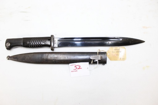 German Model 1884/98 Bayonet with scabbard, #175 on blade and scabbard, matching