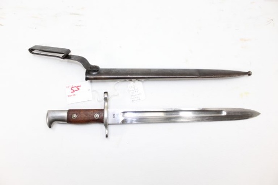 US Model 1898 Bayonet with Metal Scabbard, stamped "US" and "1899" on blade
