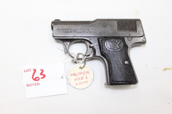 Walther Model 1, 6.35mm, (.25ACP), 2.1"barrel, fixed sight hard rubber grips, pre-WW I, only made in