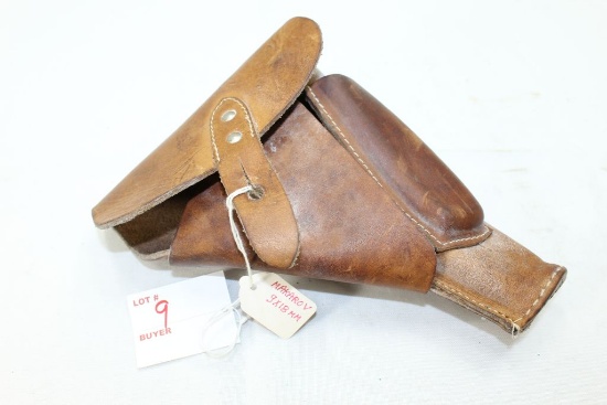 Makarov 9x18mm Handgun Leather Holster w/ Magazine Pouch on Holster