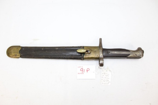 Italian M1891 Carcano Bayonet #2956 w/ Leather Scabbard