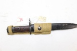British Enfield No5 MKII jungle Carbine Bayonet with Scabbard and canvas frog