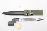 British No 9 MK I Bayonet with scabbard and canvas frog, canvas has 1952 printed on it