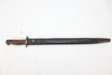 British Enfield PO7 WWII Bayonet w/ Leather and Metal Scabbard