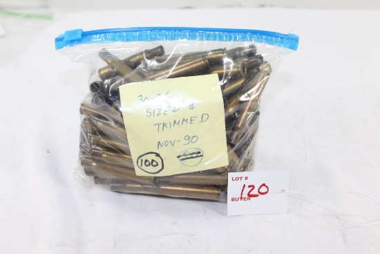 .30-06 Sized and Trimmed brass cases, stc 100 cases