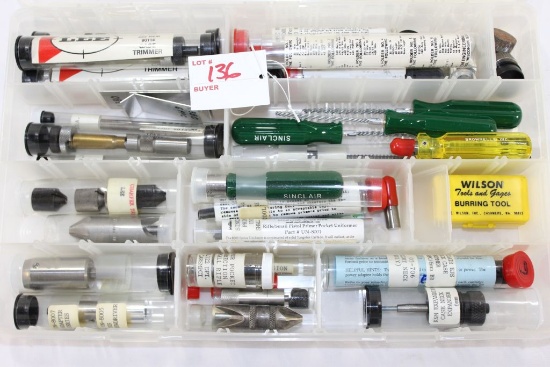 Various Reloading Accessories in case - trimmers, brushes, deburring tools, etc.