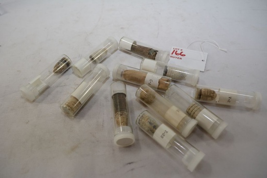 projectiles believed to be prior to world war 1 (civil war?) in specimen tubes or possibly battle fi