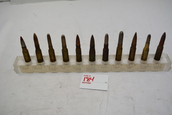 assorted rifle shells marked in ink display rounds
