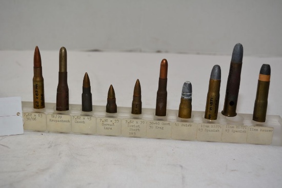assorted rifle shells marked in ink display rounds