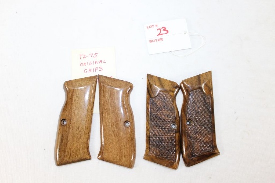 TZ-75 original wood grips, one plain and on checkered, x2 bid
