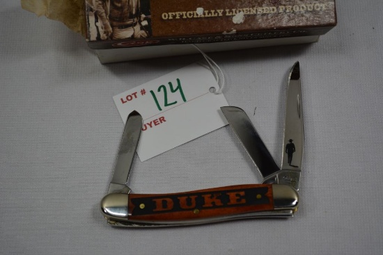 Case XX John Wayne Commemorative 3 blade folding pocket knife, "Duke" etched in handle,  2 1/4" blad