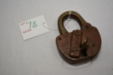 Railroad Lock, Adlake, stamped USY of Os, w/key