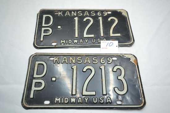Two 1965 Kansas License Plates with Consecutive Numbers