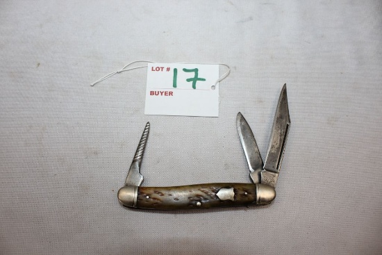 King Cutter Pocket Knife; 3 Blade; Bone Handle; K13