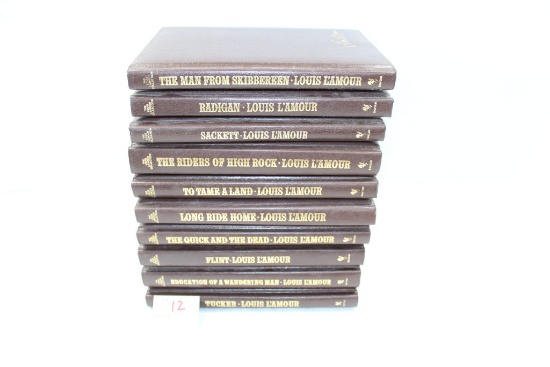 Louis L'Amour leather bound western novel set, 20 books