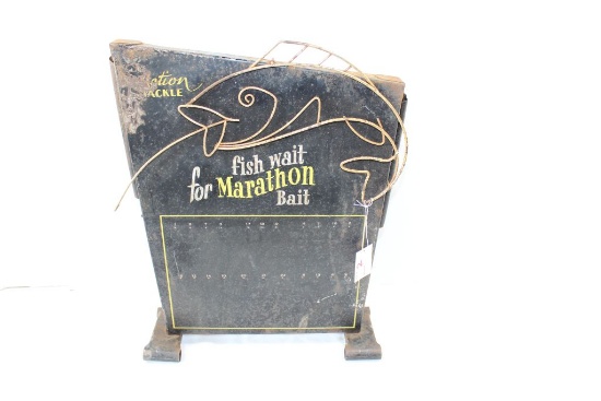 Vintage Countertop Store Display of Action Tackle for Marathon Bait 19"x14"