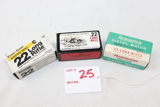 1 Lot of 3 Boxes of Vintage .22 NOS Bullets