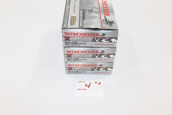 Winchester .30-06 Springfield, 180gr Power points , 3 boxes of 20 rds.