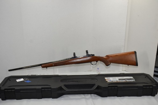 Ruger M77, 7x57 Cal, Checkered Walnut Stock, with Factory Scope Rings; Mfg 1990; SN 772-99542; Hardc