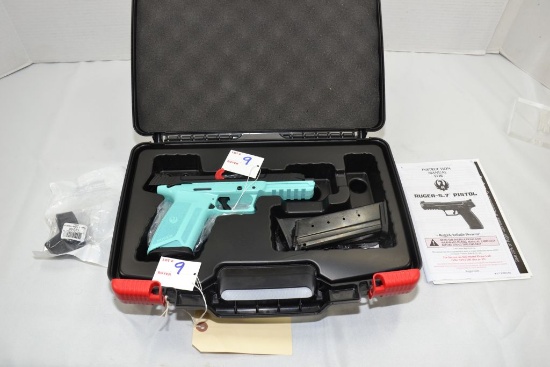 Ruger 5.7, 5.7x28 Cal, Turquoise Cerakote; SN 643-90802; NIB; 3 Magazines and Clip Loader