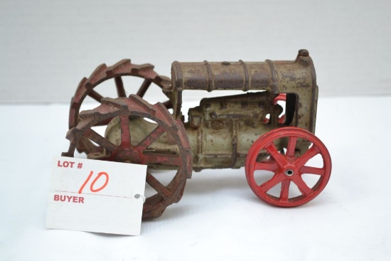 Vintage All Cast iron Toy Tractor; Missing Steering Wheel; Front Wheels Has Been Replaced