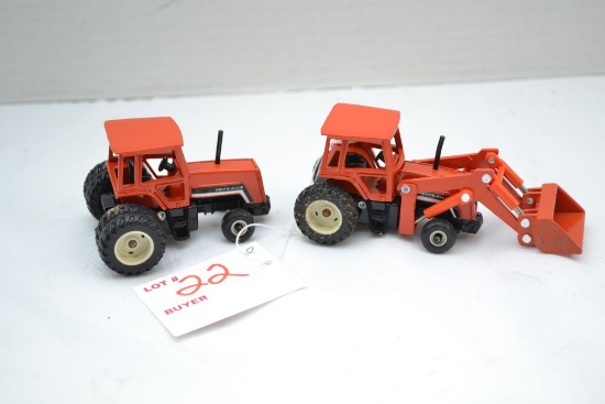 Pair of 1/64 Scale Deutz-Allis Toy Tractors 2816D and 1686D; One with Front End Loader and One Dual