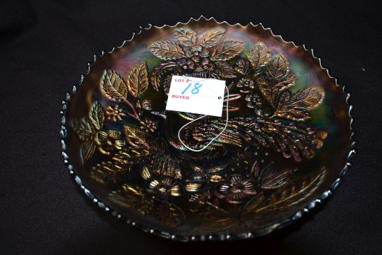 Carnival 8-Inch Gold and Blue Peacock Design Bowl