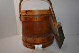 Vintage Wooden Sugar Bowl w/ Lid & Scoop