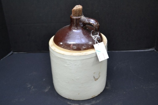 One Gallon Unmarked Brown Topped Whiskey Jug