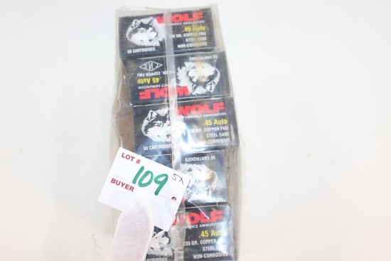 Wolf .45 Auto 230 Gr. FMJ Steel Case; 5 Boxes 50 Rds/Box