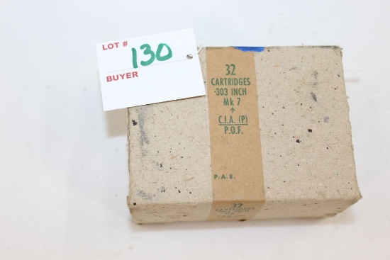 Vintage .303 British Ball Military Ammo; 32 Rds