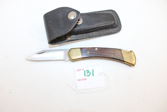 Buck Model 110E Single Locking Blade Folding Knife w/Leather Case; Made in 1999; 8" OAL