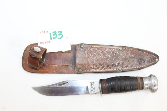 Schrade Model 7-0T w/Leather Sheath; 7-1/2" OAL