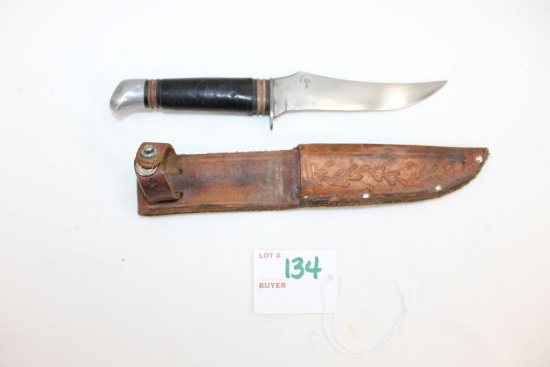 Schrade Walden Hunting Knife w/Leather Sheath; 9" OAL