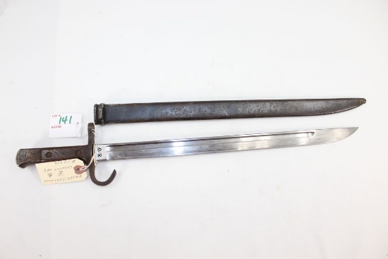 Japanese Rifle Bayonet w/Metal Scabbard; 15-3/4" Blade; 20" OAL