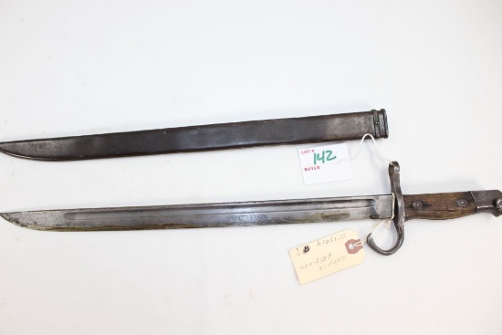 Japanese Rifle Bayonet Kokura Arsenal w/Metal Scabbard; 15-1/2" Blade; 20" OAL