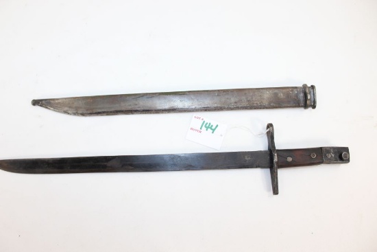 Japanese Rifle Bayonet Type 30 w/Metal Scabbard; 15-1/2" Blade; 19-3/4" OAL