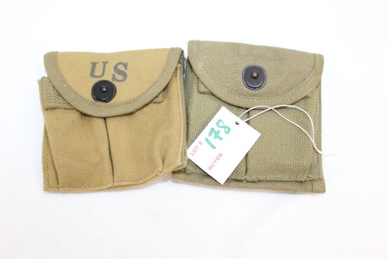 2 - US GI Issue M1 Carbine Magazine Pouches; Both Dated 1943