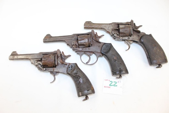 3 Webley Mark III .38 Cal. Double Action Revolvers; Unfireable; Gunsmith Special