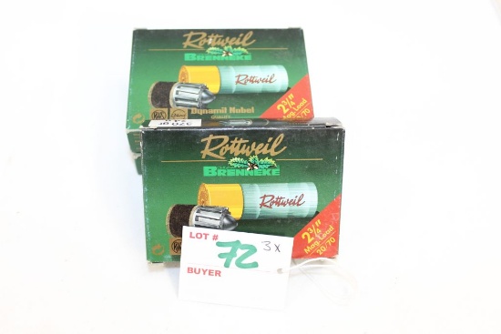 Rottweil 20 Ga 24 g Slug 2-3/4"; 3 Boxes 5 Rds/Box