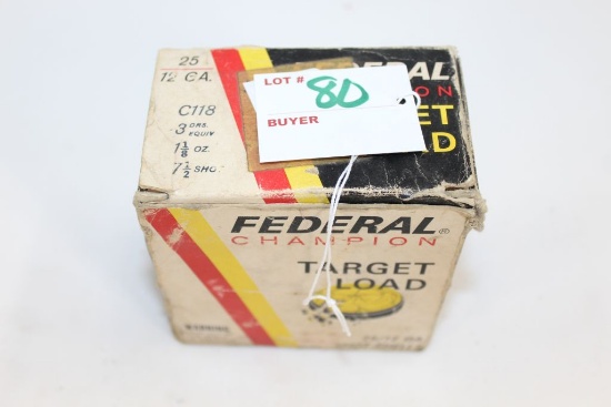 Vintage Federal 12 Ga. 2-3/4" No. 7-1/2 Shotgun; 25 Rds