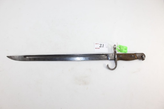 Japanese Rifle Bayonet; Kokora Arsenal; 15-1/2" Blade; 20" QAL