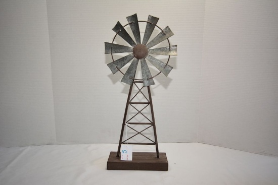 Contemporary Metal Decorative Windmill; 20-1/2" Tall