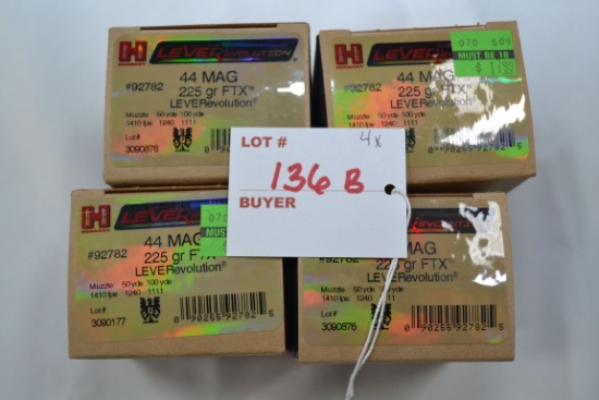 Hornady Leverevolution 44 Mag 225 gr. FTX Cartridges; 3 Boxes 20 Rds./Box