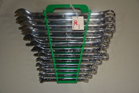 SK Standard 1/4" to 1" 13-Piece Open End Wrench Set; 14" Max. Length; Like New